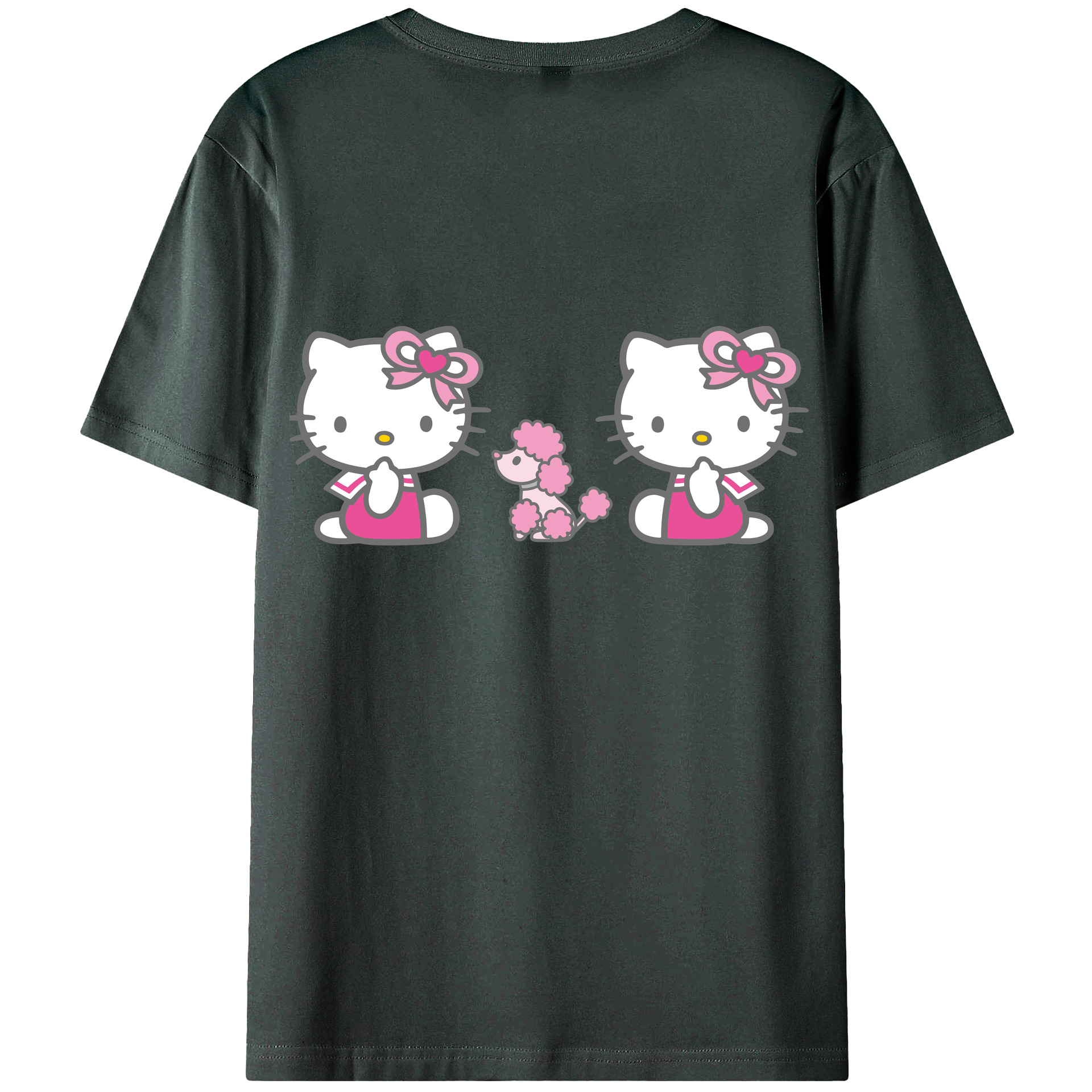 （画像用） Hello Kitty ハローキティ 綿100％ メンズ半袖Tシャツ（バックプリント） 通気性